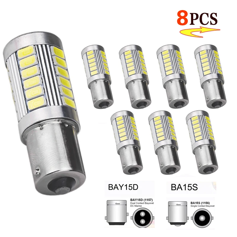 P21W Ba15s 1156 Автомобильный светодиодный сигнальный светильник Bay15d 1157 12V задний