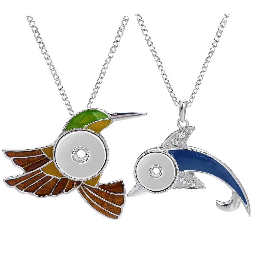 Новая красочная птица и Дельфин ожерелье с кнопкой ювелирные изделия подходят 18