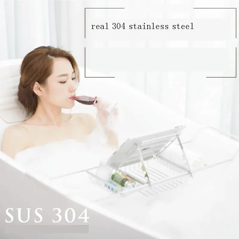 

Shelf De Bain Holder Bamboo Storage Bathroom for a Book Accessoires Bathtub Accessories Tub Tray Plateau Baignoire Bath Frame