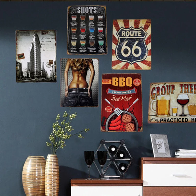 Винтажный Ретро стиль металлическая стена для вывески вывеска бара паба клуба