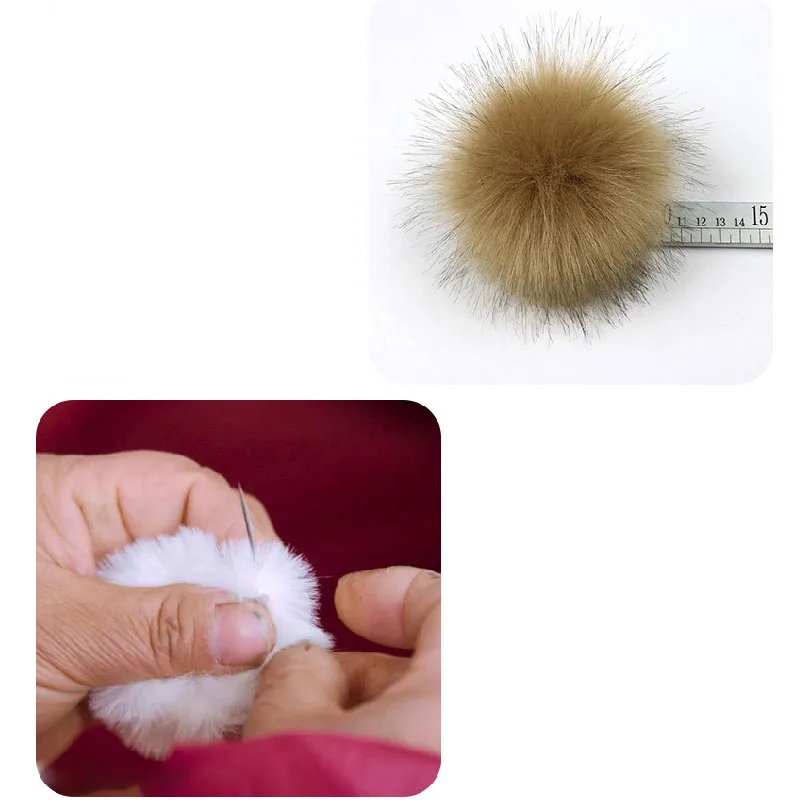 

12cm Hairball Solid Color Faux Fox Fur Ball Women Children Winter Hat Cap Bracelet Accessories DIY Accessory Fashion Venonat