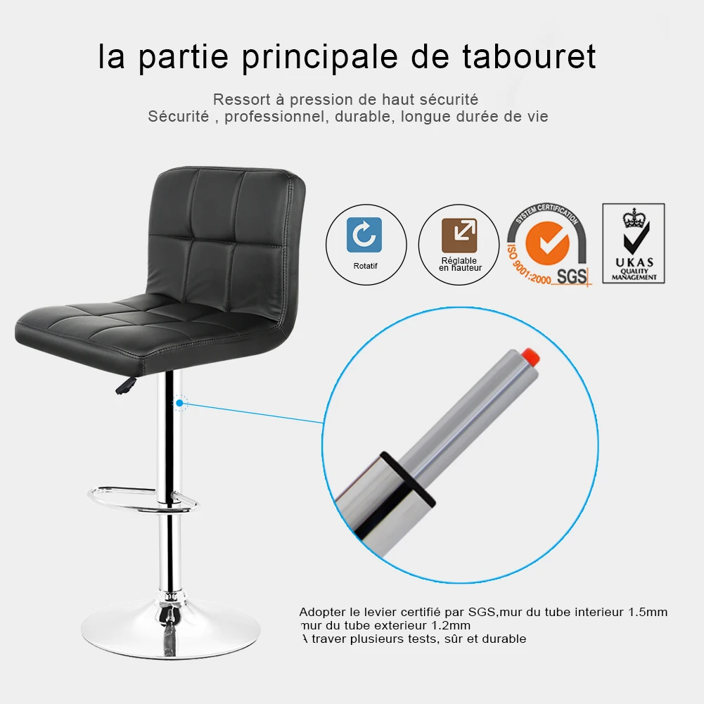 2 шт./компл. черный современный поворотный из искусственной кожи барные стулья с