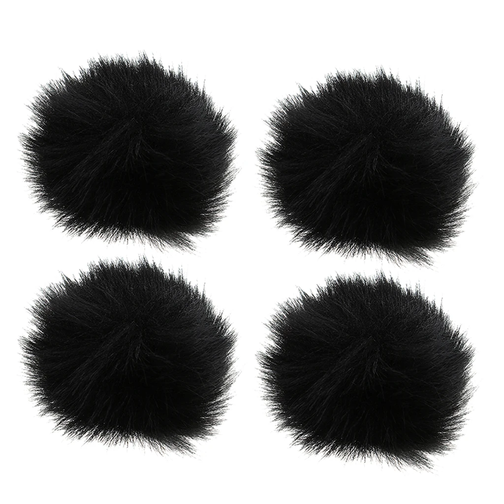 

4Pcs Artificial Wind Cover Microphone Furry Windscreen Muff 1cm Diameter