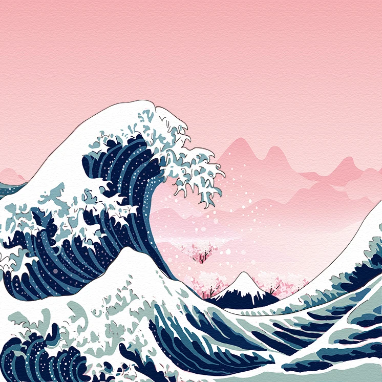 Японский furoshiki полиэстер 100%/Япония Классическая Волна дерево печать 70 см/много