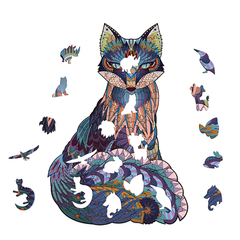 

Creative Adult 3D Wooden Puzzle Fox Adults Children Eco-friendly Wood DIY Crafts Animal Shaped Gift Jigsaw Puzzle High Quality