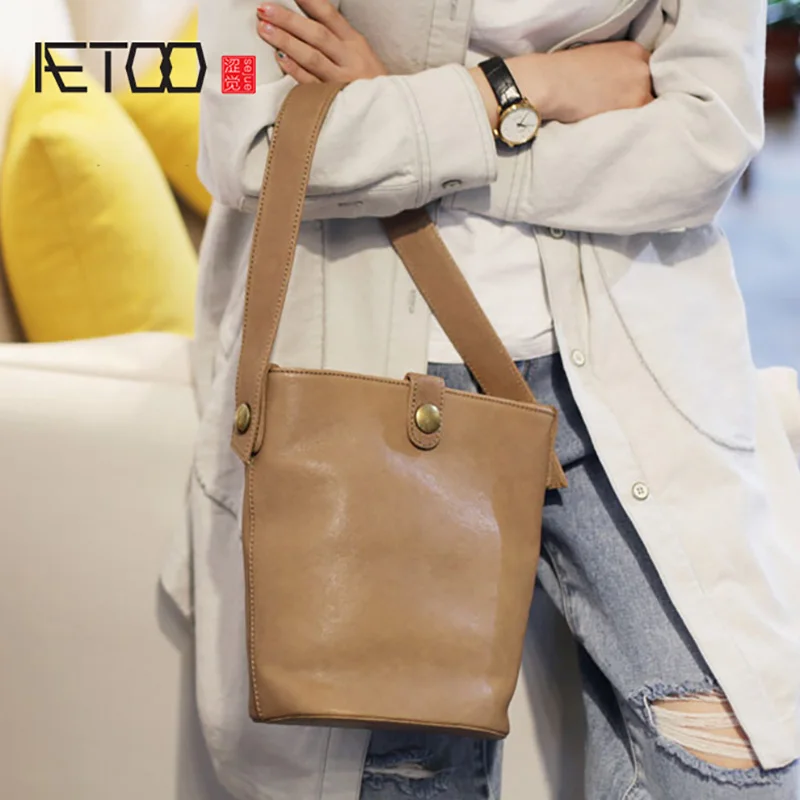 Сумка-ведро AETOO с широким плечевым ремнем стильная переносная сумка через плечо