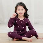 Зимние Детские пижамы, хлопковые комплекты для девочек-подростков, 2, 4, 8, 10, 12 лет, пижама с длинным рукавом, Корейская фиолетовая Рождественская Пижама, детская одежда