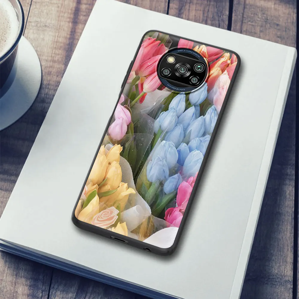 

Silicone Case Coque For Xiaomi Mi Poco X3 NFC M3 11 9T 10T Pro Note 10 Lite CC9 9 Fashion Pretty Flowers Back Cover Fundas Capa