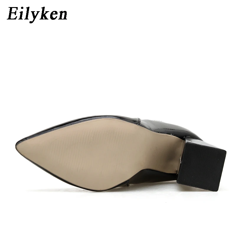 EilyKen/модные женские ботильоны Зимние полусапожки из лакированной кожи на толстом