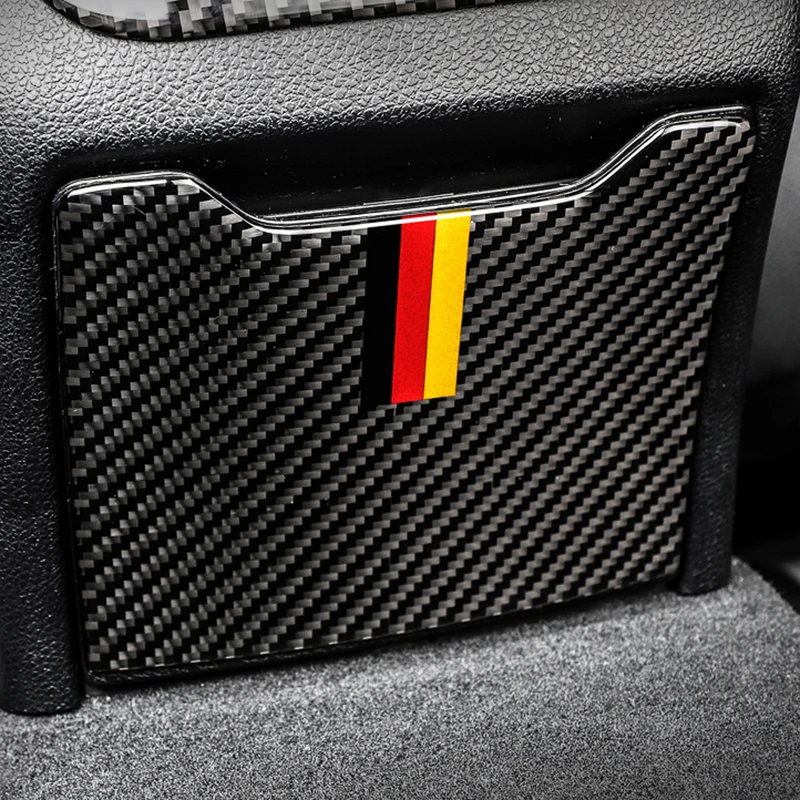 

3D Carbon Fiber Rear Armrest Storage Box Panel Cover Trim car Sticker For Mercedes C Class W205 C180 C200 GLC accessories