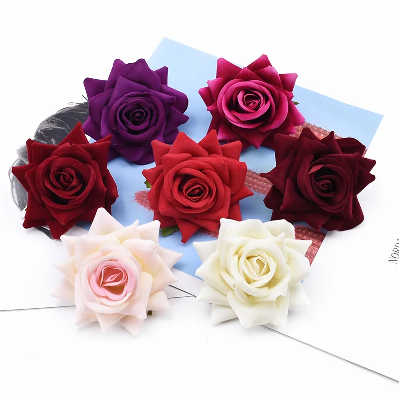 

10 Pieces Flannel Roses Decorative Flowers Scrapbook Wedding Bridal Accessories Clearance Gifts Home Decor Artificial Flower