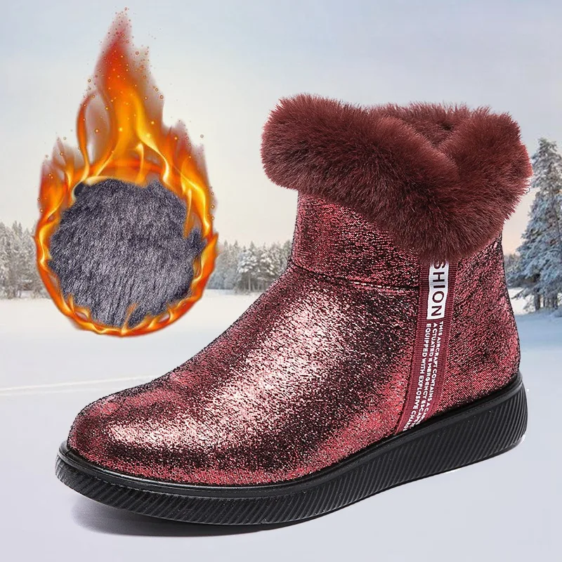 

Snow Boots Plush Warm Ankle Boots for Women Winter Boots Waterproof Women Boots Female Winter Shoes Zip Booties Free Shipping
