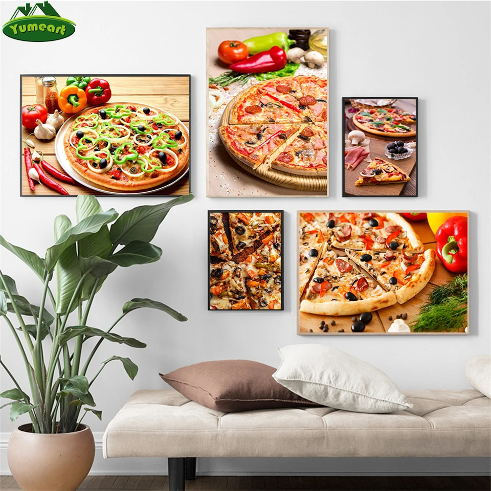 

Вкусная Картина на холсте вкусная пицца ужин кухня домашний Декор Картина свежей еды ресторанный магазин Настенный декор современное иску...