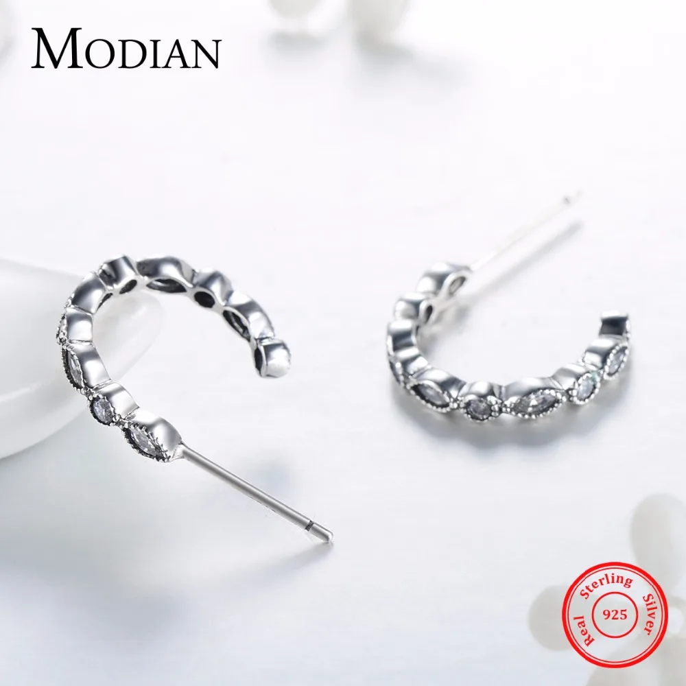 Modian 2017 натуральная 925 стерлингового серебра серьги-гвоздики в виде простой