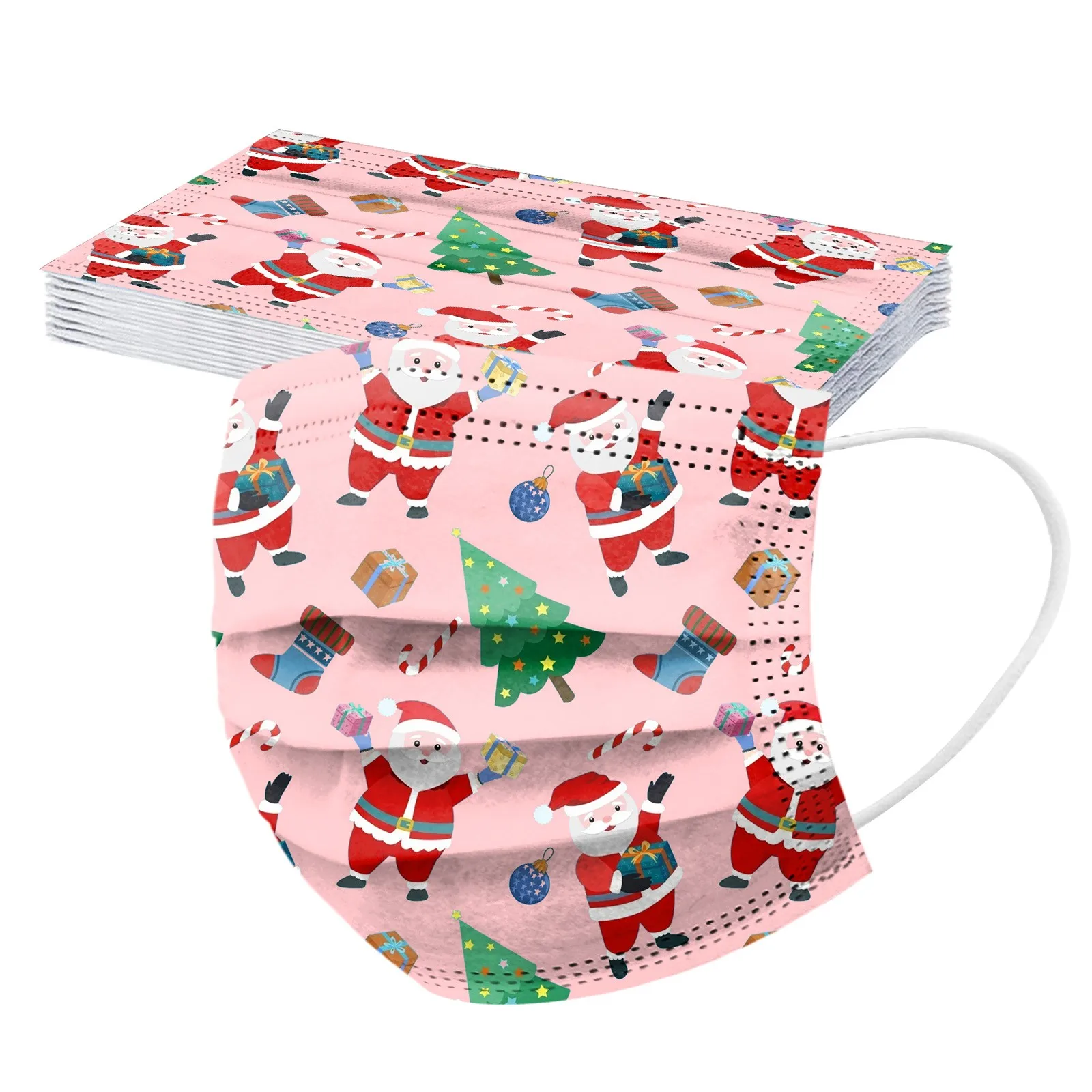 10 шт. одноразовые рождественские маски унисекс с принтом для взрослых 3-слойные