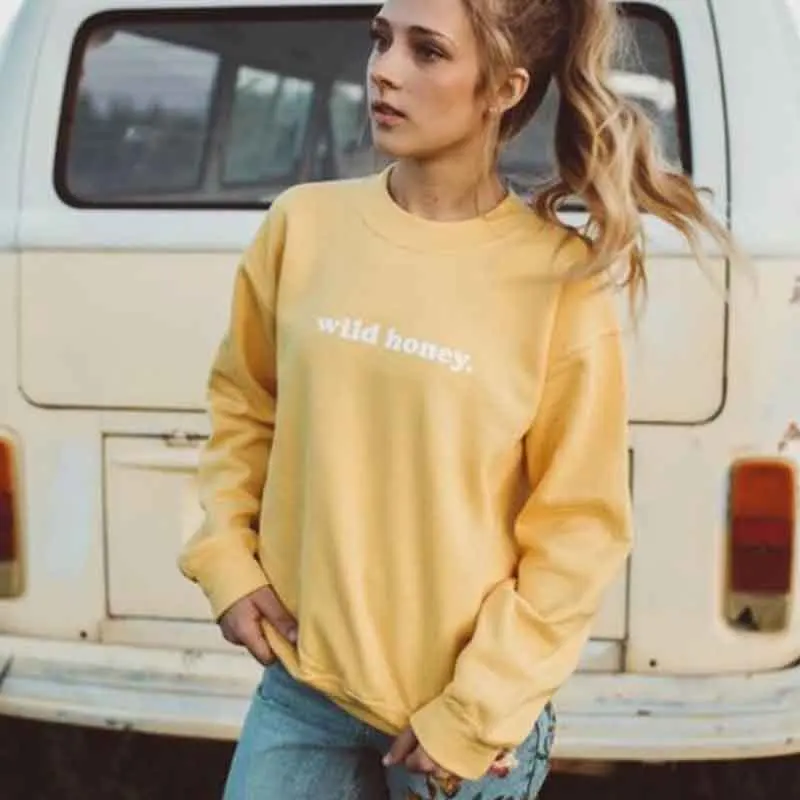 Женская толстовка с длинным рукавом Wild Honey модная желтая рисунком джемпер для