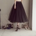 Женская длинная Плиссированная Юбка-пачка, винтажная фатиновая юбка с высокой эластичной талией на осень и зиму, 2022