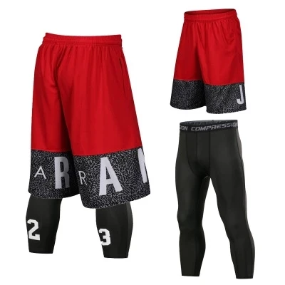 

2021 new Jordan letter printed brand men's sports shorts, two-piece suit, fitness plus size sports pants, fitness suit.
