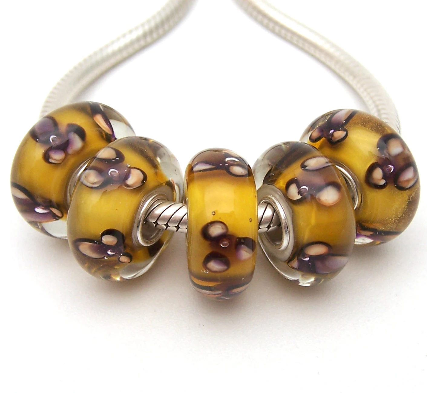 Бусины из серебра 100% пробы с муранским стеклом|Бусины| |