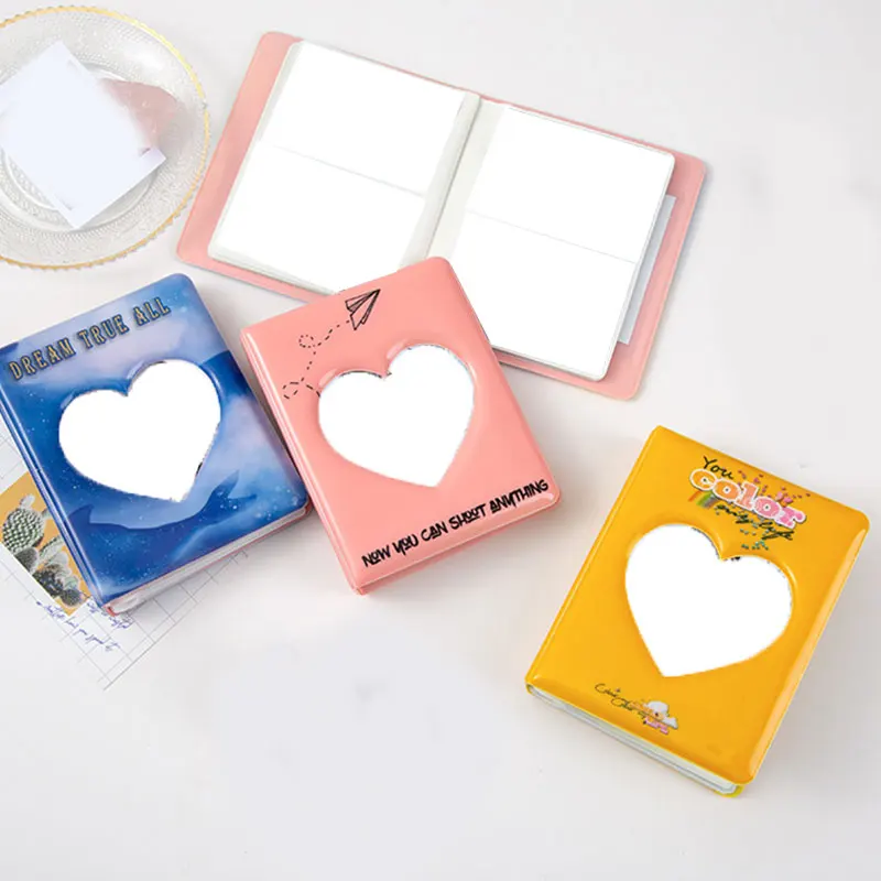 

Mini 64 Pockets 3 Inch Oval Photo Album Cartoon Love Photo Holder Receipt Storage Waterproof Business Card For Photo Collection