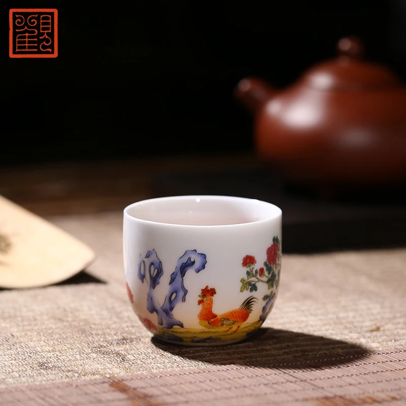 

Guan Fu музейная флагманская чашка с изображением курицы, костюм Jindezhen Teacup Ceramics Guanfu, чаша для курицы, мастер-чашка для чая