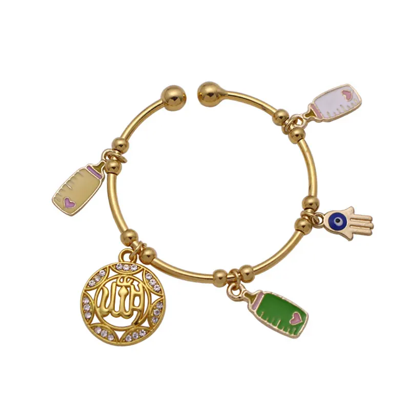 Аллах Хамса рука Фатимы ислам мерцающий глаз медная Детская фотография|Браслеты|