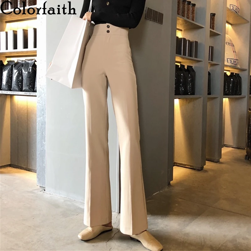 Брюки женские с завышенной талией на пуговицах до щиколотки | Женская одежда