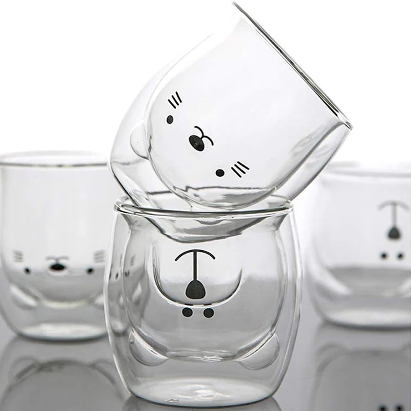 

Creative Cute Bear Double-layer Coffee Mug DoubleGlass Cartoon Baby Duckling Animal Milk Glass Lady Cute Gift Cup Christmas gift