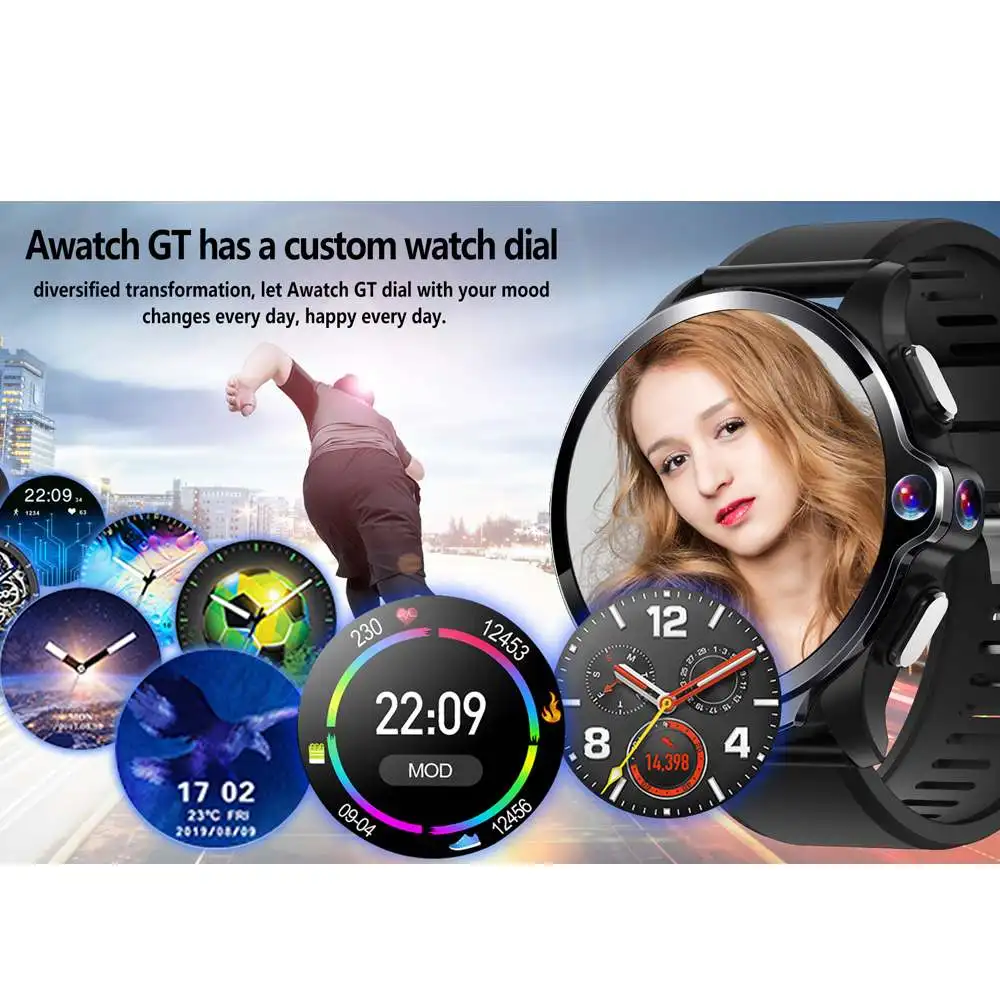 (Разблокировка лица) AllCall Awatch GT Face Recoginition Смарт часы Двойной чип система 3G 32G