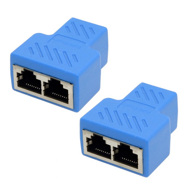 Cat6e STP UTP Cat6 RJ45 8P8C штекер в двойной Сплиттер сетевой Ethernet коммутатор адаптер синий