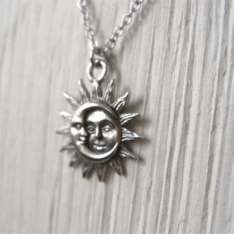 Silver Colour Sun And Moon Necklace Charm Celestial Jewelry Dainty Love Friendship Soulmate Gift For Her Fashion Women Men 2020 | Украшения