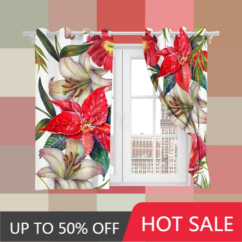 

Full Shade Sunscreen Customized Flower Kitchen Bedroom LivingRoom Princess Bay Window Punch Hook Blackout Curtain New Arrival
