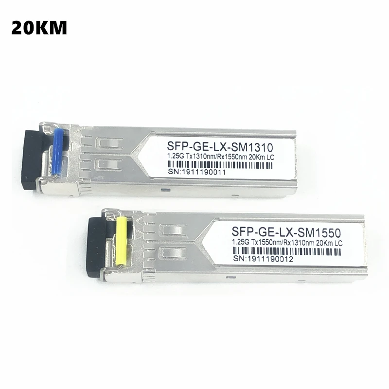 Волоконно-оптический модуль LC SFP 1 25G 20/40/60/80/100KM 1310/1490 нм одноволоконное строение