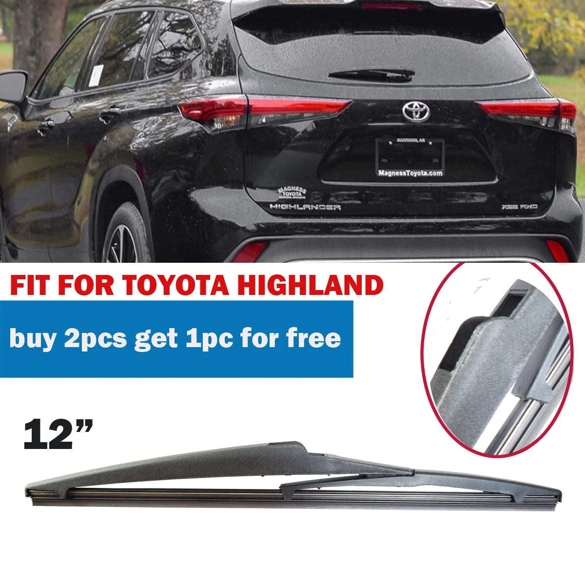 

1PC Car Rear Wiper Blade 12" Windscreen Windshield Auto for Toyota highlander YC102008-highlander