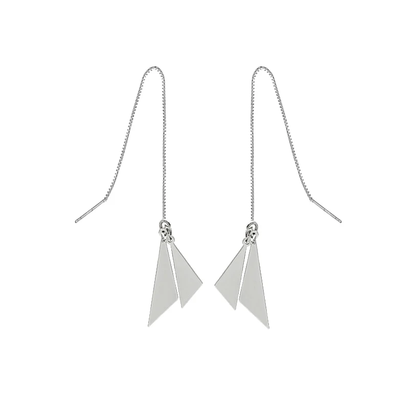 

S925 Nails Ins Personality Temperament Female Diamond Ear Line Trend Minimalist Mirror Silver Earrings Jewelry