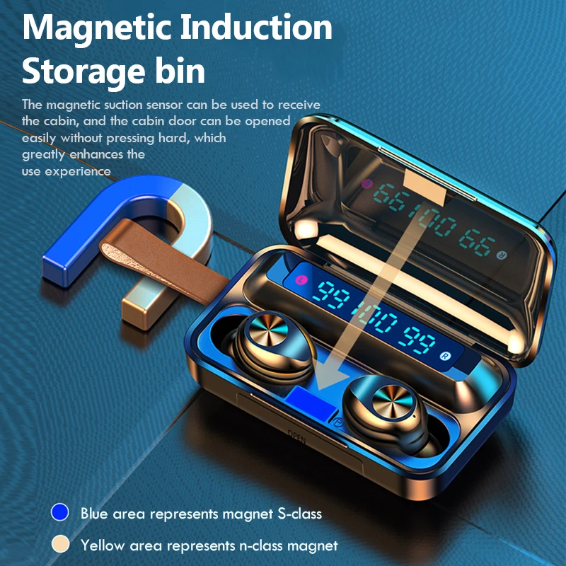 

TWS Bluetooth Earphones Waterproof Digital Display Touch Headsets with Charging Box HiFi Noise Cancelling Wireless Headphones