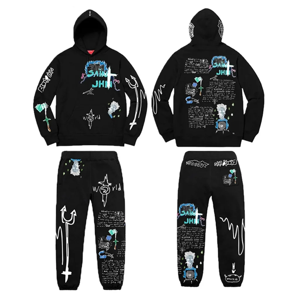 

Women Tracksuit Long Sleeve Hooded Hoodies Sweatshirt Jogger Sweatpant 2 Pieces Set 2021 Letter Print Pullover and Trousers Suit
