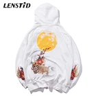 LENSTID 2019 осень новый мужской хип хоп Вышитый цветочный полнолуние пуловер с кроликом толстовки Harajuku Уличная свитер хипстер