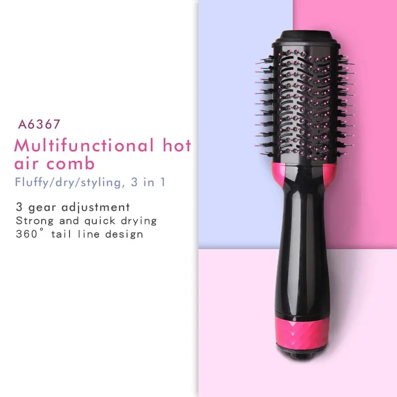 

3 In 1 One Step Hair Dryer Styler Straightener Volumizer Hot Air Rotating Brush Professional Curler Comb Roller