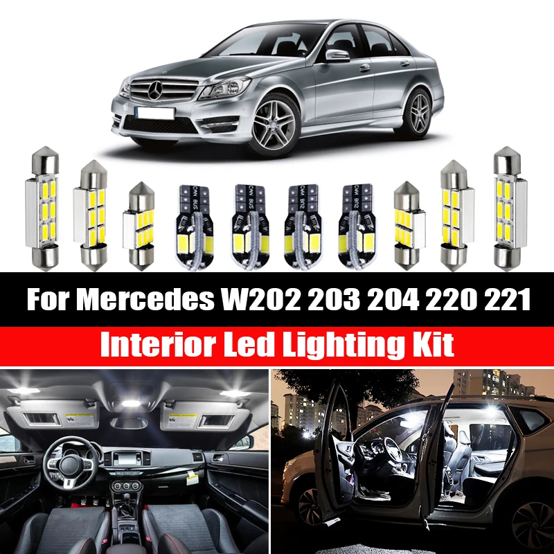 Canbus For Mercedes Benz MB C E S M Class W202 W203 W204 W210 W211 W212 W220 W221 Car LED Interior Dome Door Light Kit