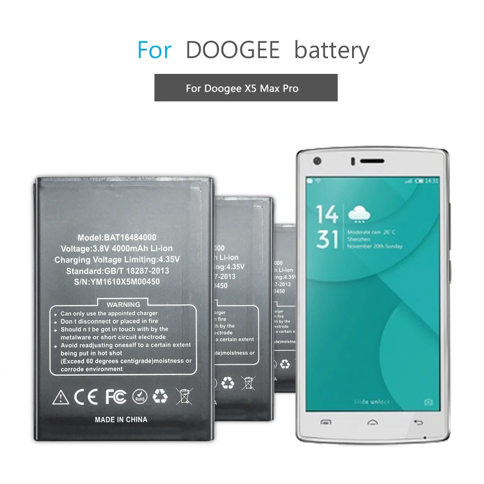 mobile phone battery for doogee x5 max x5max pro battery 4000mah bat16484000 free global shipping