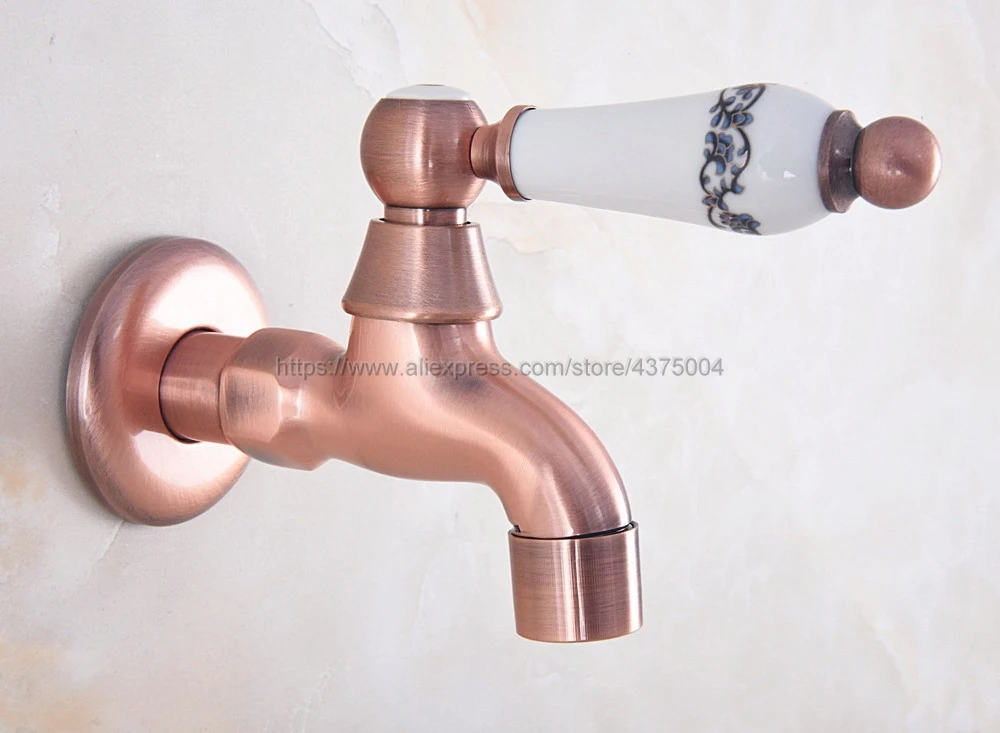 Античный настенный смеситель Nav331 из красной меди кран для ванной и кухни сада с