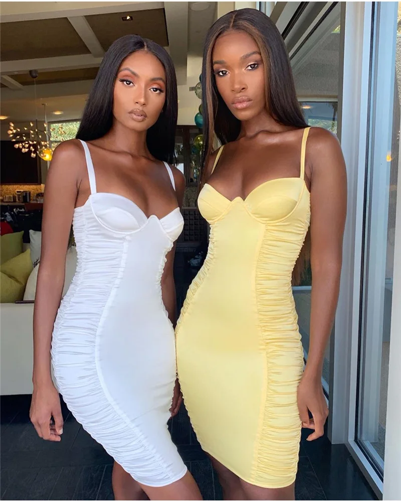 Мода блестящие Ruched Bodycon Вечерние Платье для ночного клуба Сатиновые туфли с ремешком мини платье Для женщин Vestidos сексуальный пуш-ап в обтяжку женская одежда