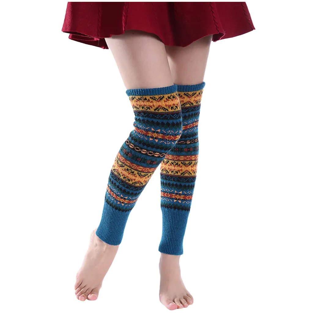 Blue Женские носки, зимние Компрессионные носки, повседневные, Boho, вязаные,, гетры, носки, свободные, Skarpetki Sokken - Цвет: Blue