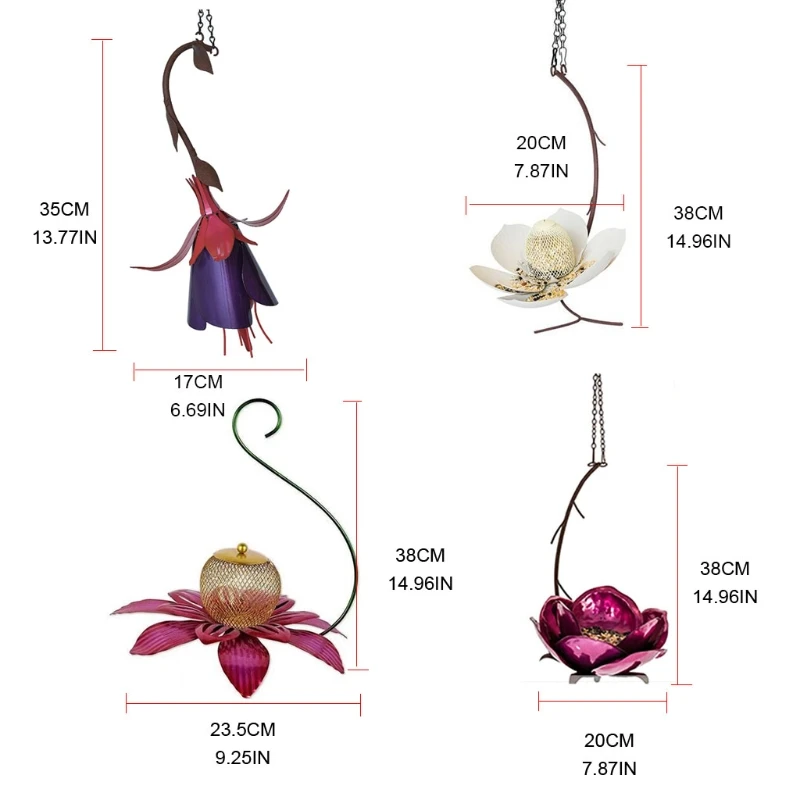 

Elegant Flower Hanging Hummingbird Feeder Drinker Outside Decoration Birds Water Food Dispenser Outdoor Feeding Food for 85LA