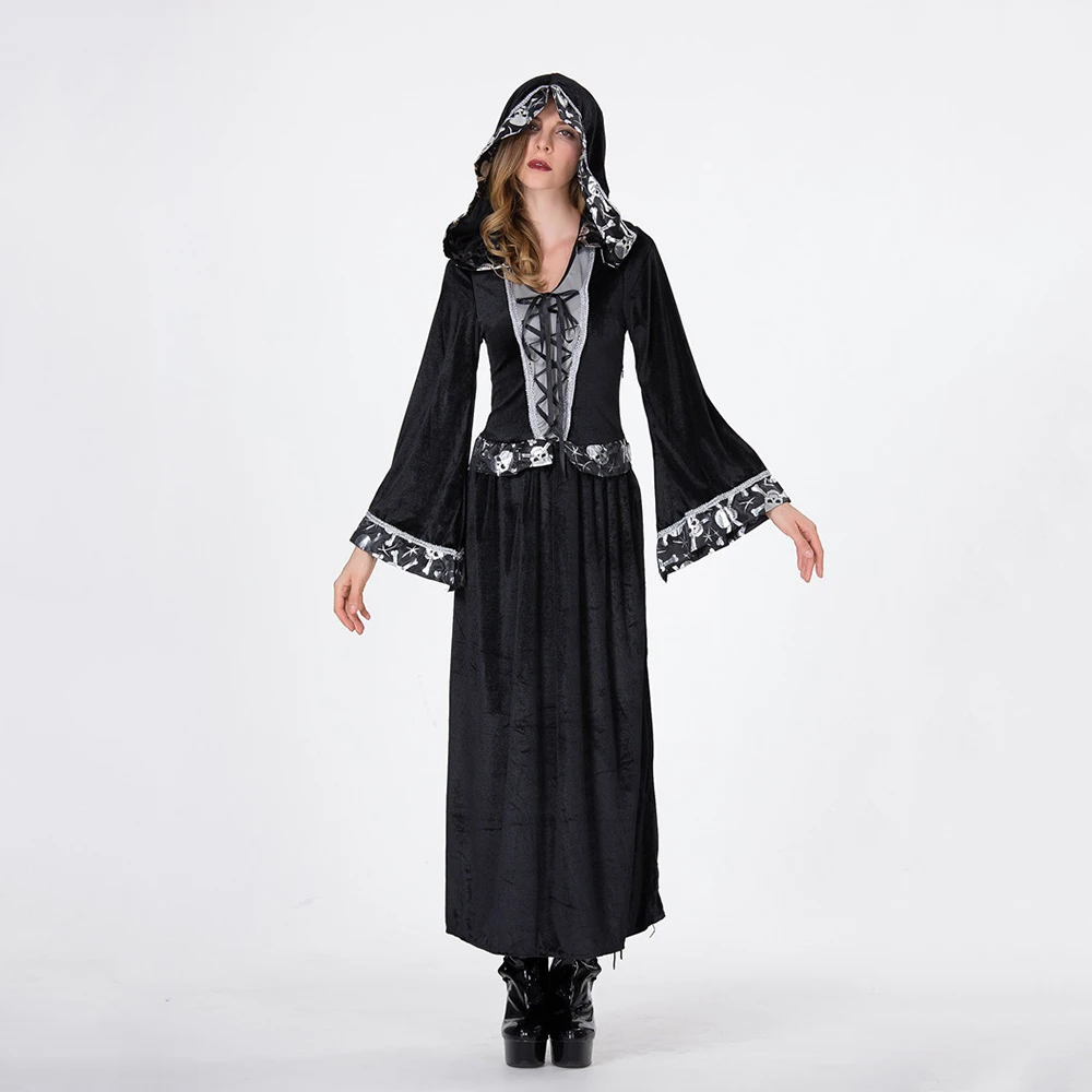 New Arrive Women skeleton  Witch Evil Costume Black ghost  Cosplay costume for Halloween masquerade Fancy Dress