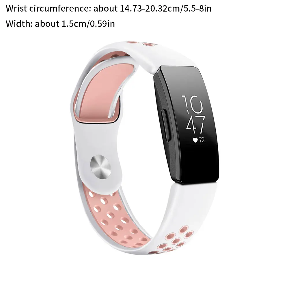

Silicone Portable Wrist Strap Sport Two Tone Replacement Air Hole Watch Band Soft Accessories Adjustable For Fitbit Inspire HR