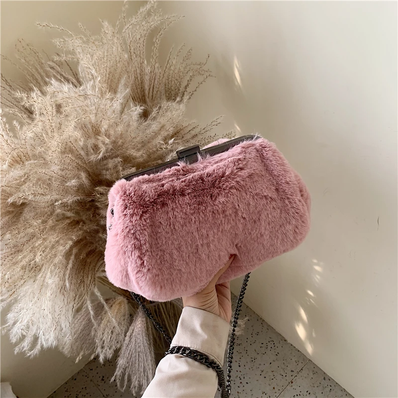 Зимняя винтажная женская сумочка плюшевая искусственная кожа корейская мода