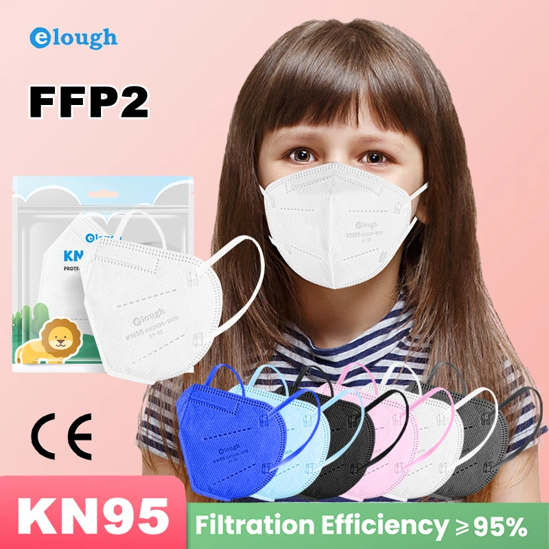 

Elough Mascarillas FPP2 для детей 9-12 лет, детская маска FFP2, респиратор, 4-слойная маска kn95 ffp2, детская маска FFPP2