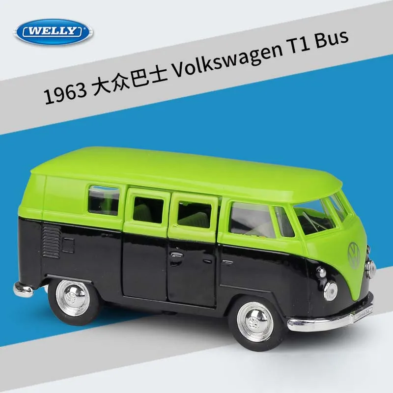 

WELLY Diecast 1:36 Scale Classic VW Metal Model Car Volkswagen 1963 T1 Bus Pull Back Car Alloy Toy Car For Kids Gifts Collection